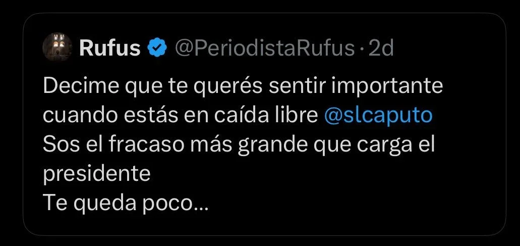 El mensaje contra Santiago Caputo.