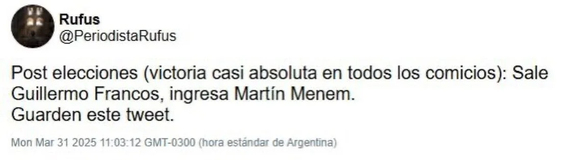 El mensaje de Rufus sobre la salida de Francos.