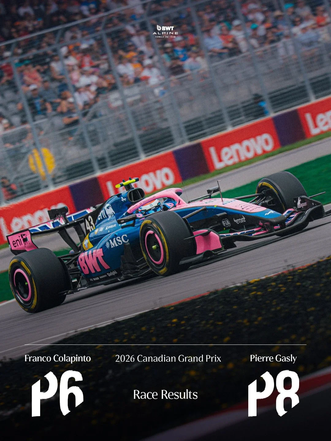 Franco Colapinto and Pierre Gasly scored points for Alpine.