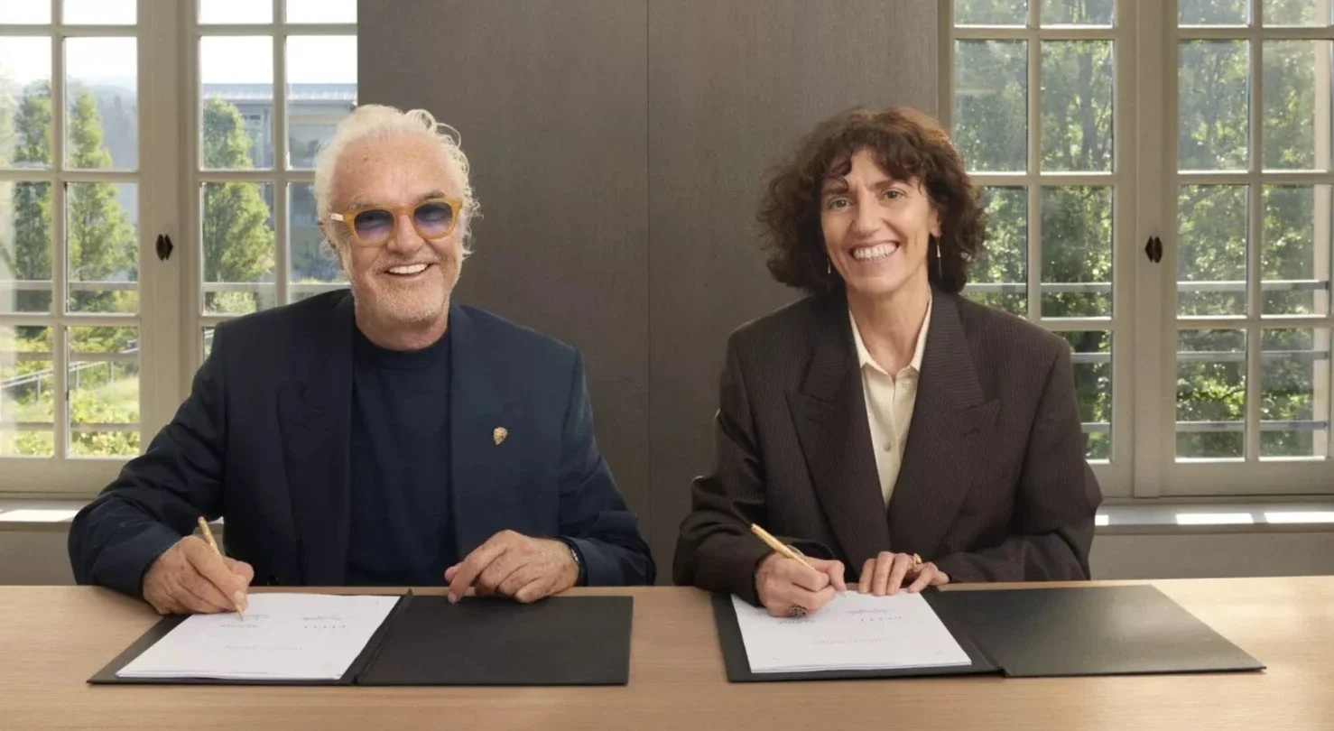 Flavio Briatore together with Francesca Bellettini, president and CEO of Gucci