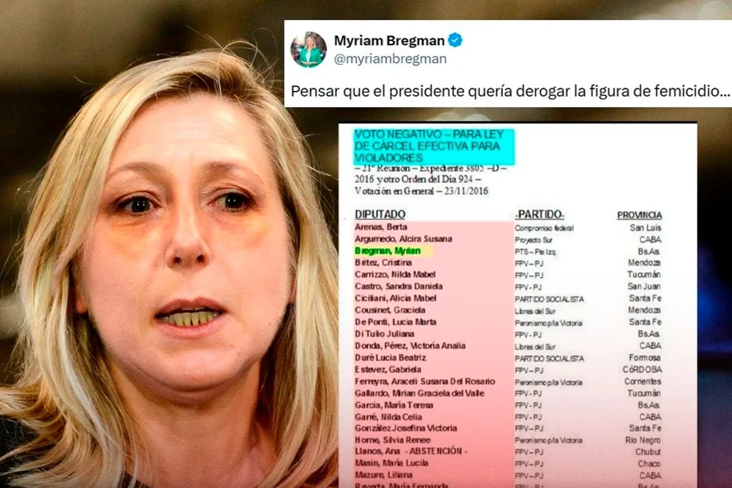 La comunista Myriam Bregman acusó a Javier Milei y a La Derecha Diario de publicar "fake news"