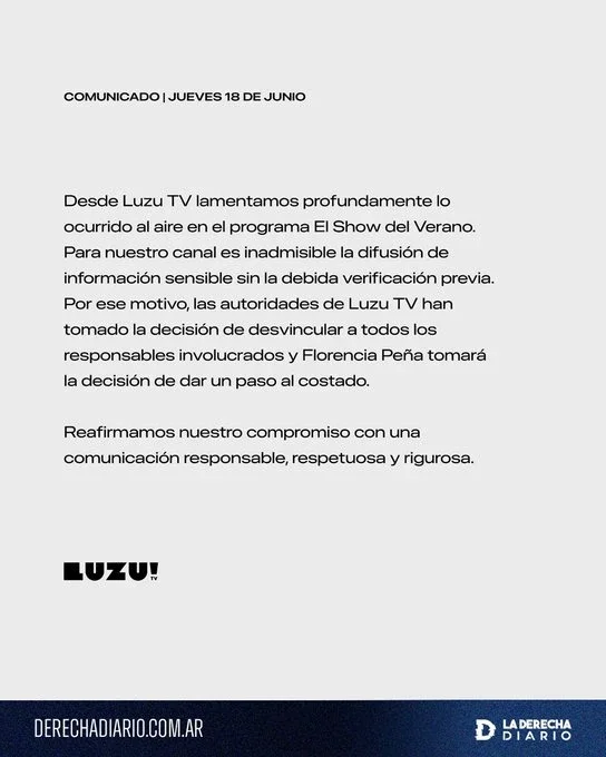 Official statement from LUZU TV