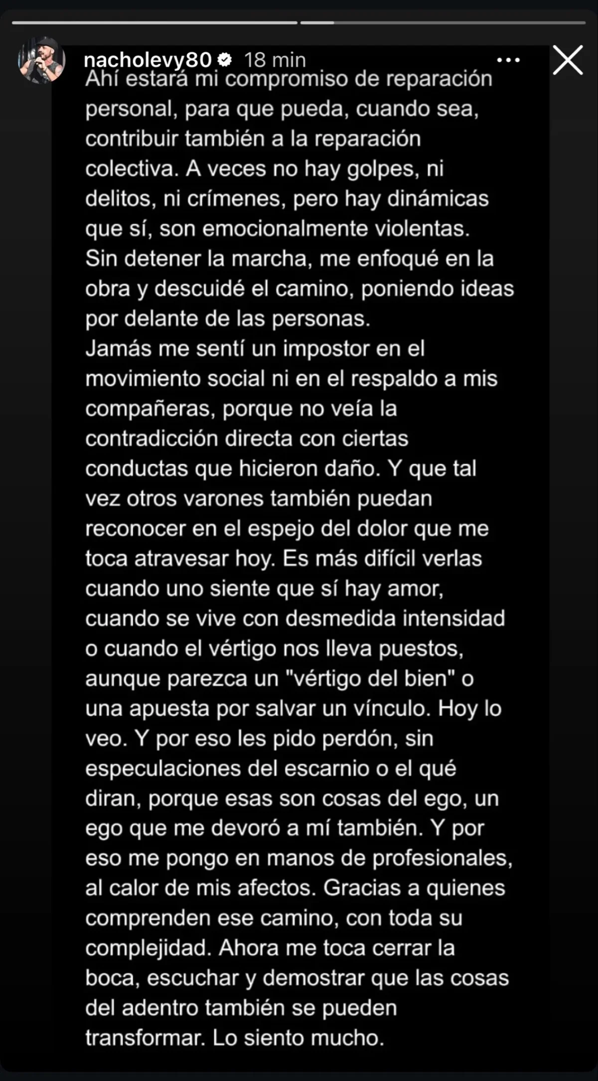 Fragmento del post del referente kirchnerista y feminista.