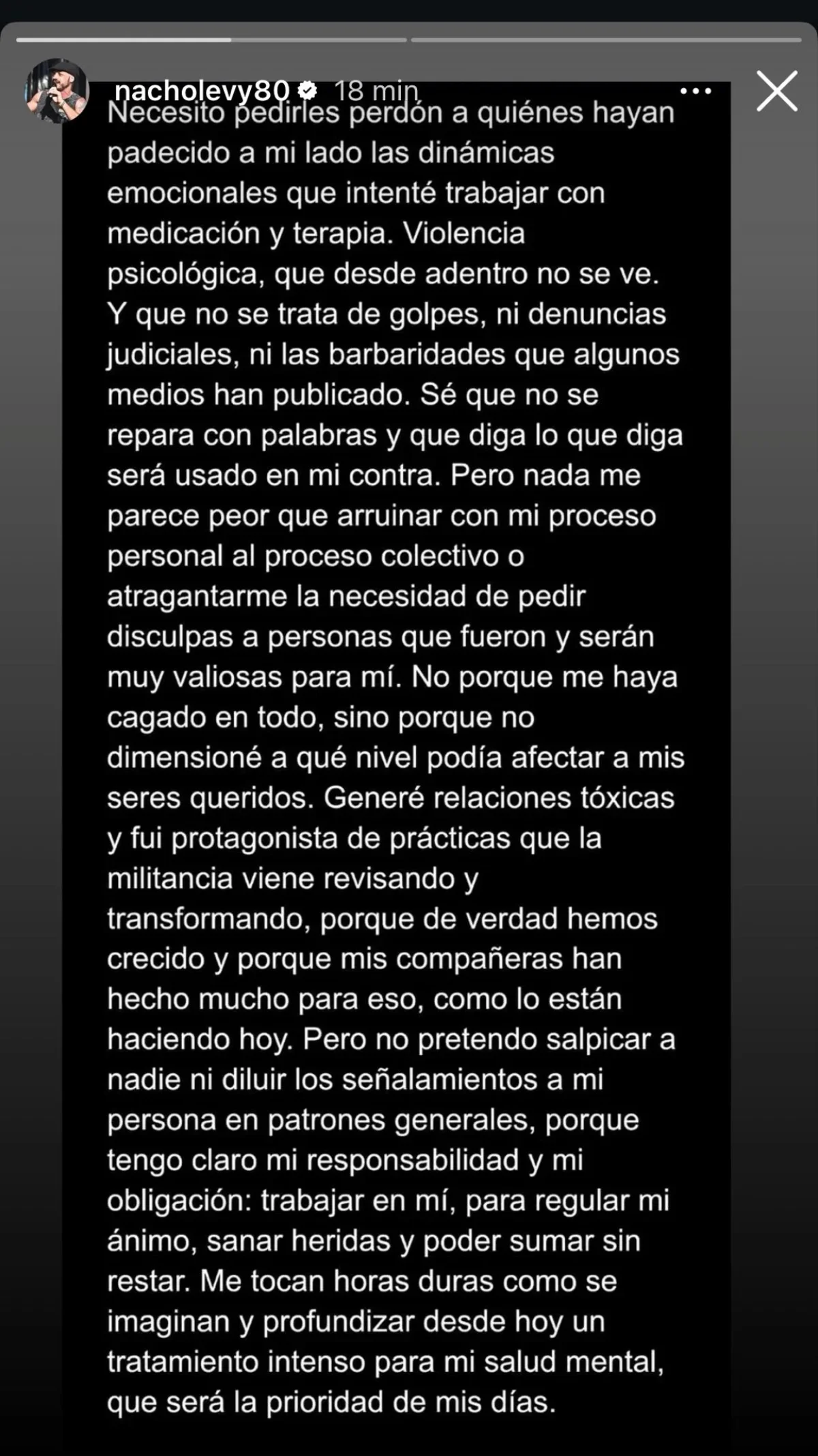Fragmento del post del referente kirchnerista y feminista.