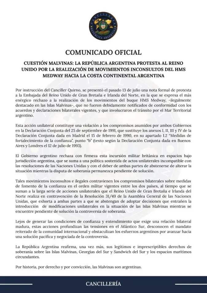 The statement issued by the Foreign Ministry