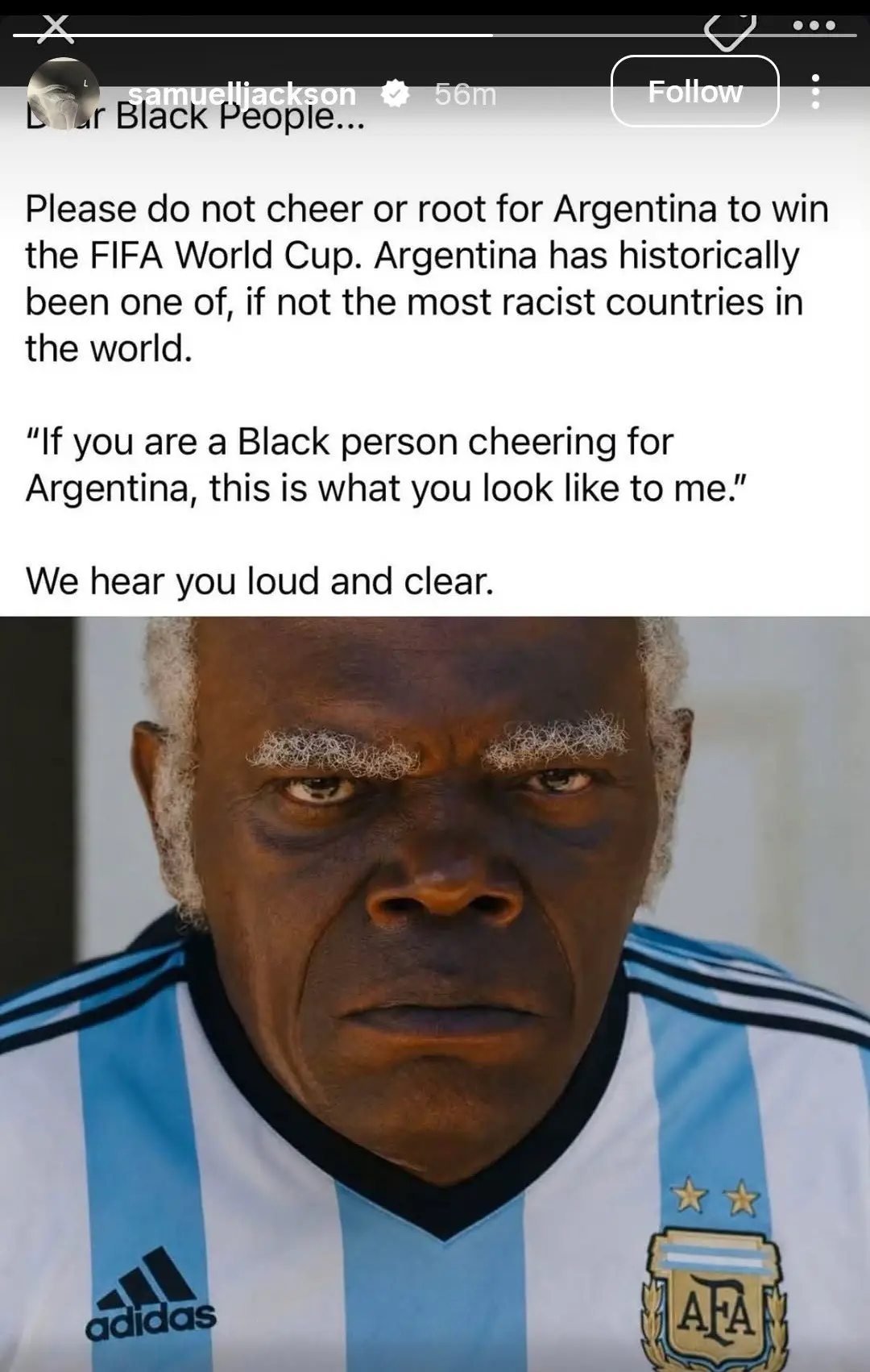 La publicación de Samuel L. Jackson.