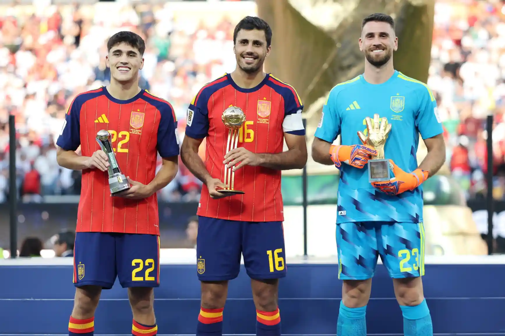 In addition to winning the World Cup, Spain almost swept the individual awards: who won them?