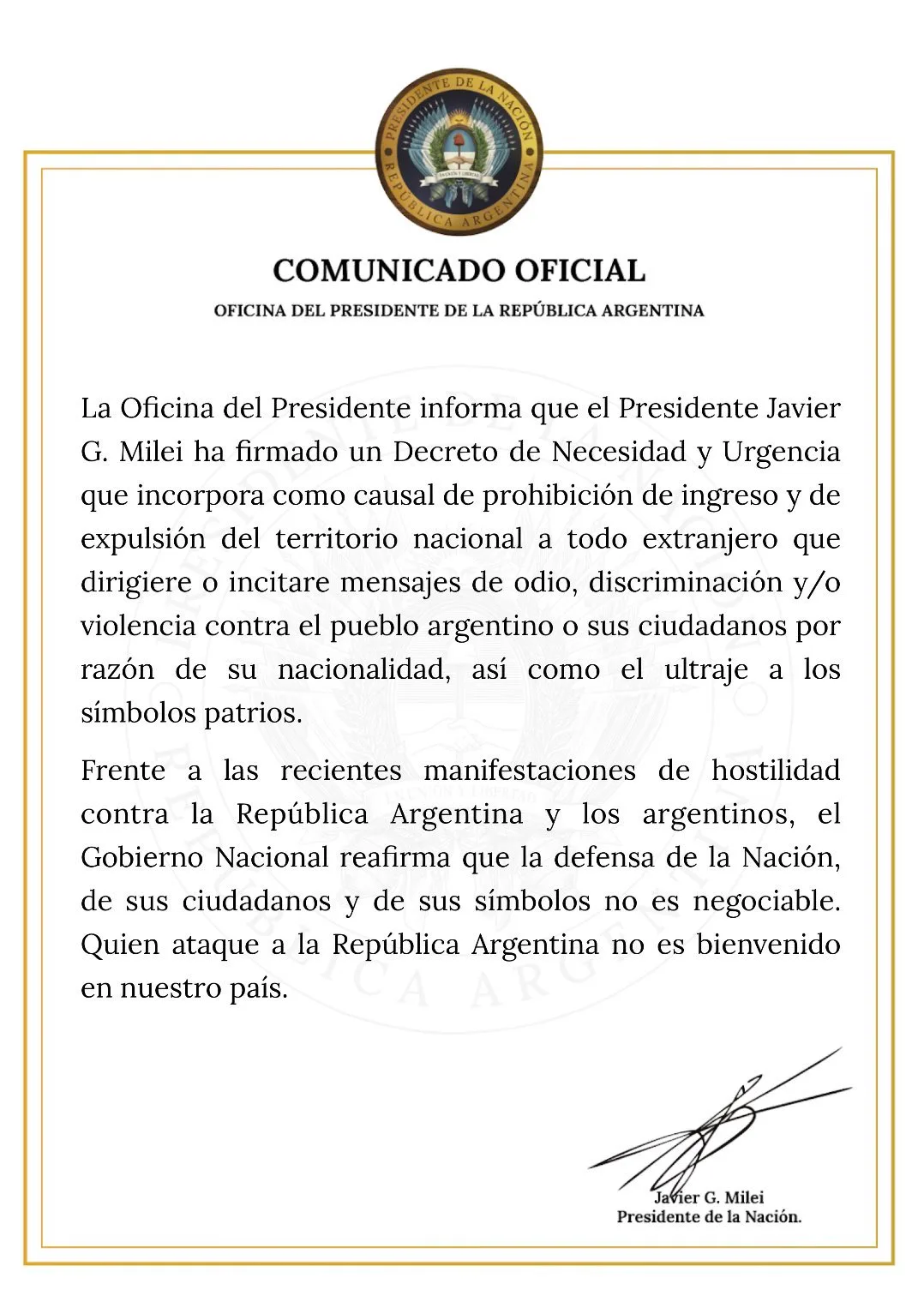 The Government's statement