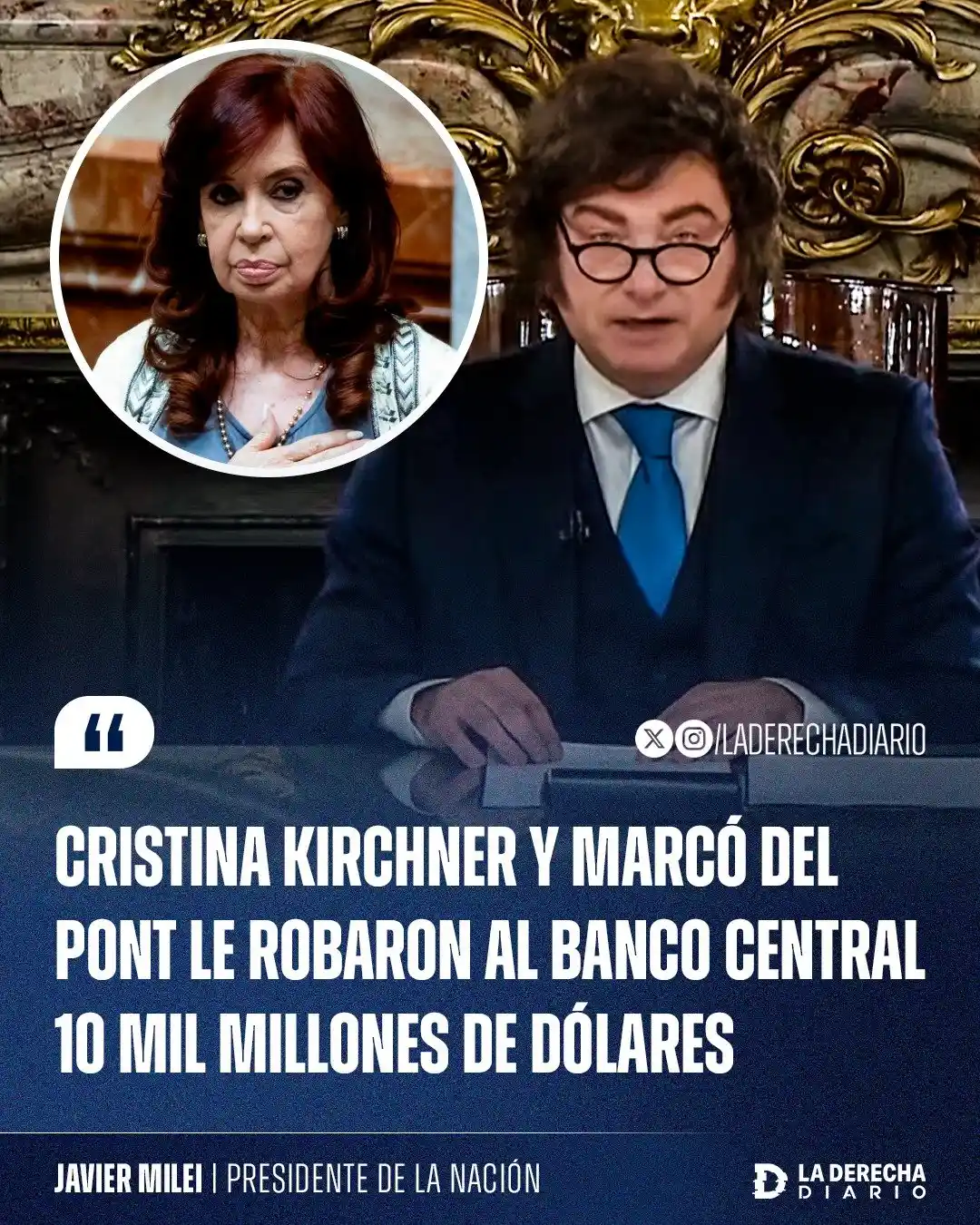 En el anuncio de la nueva reforma de la Carta Órganica, Milei apunto contra Cristina y Marcó del Pont.