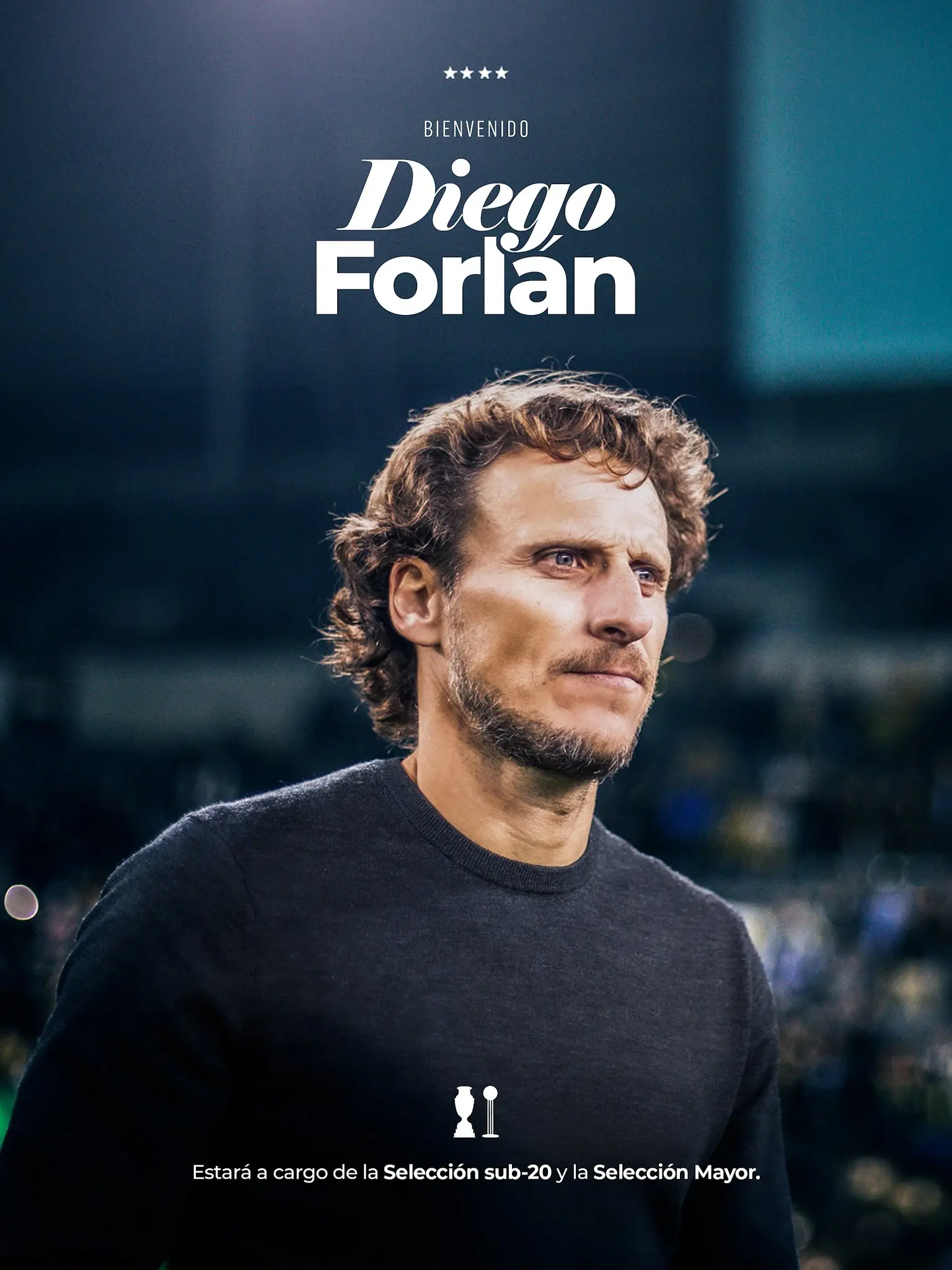 Forlan será DT tanto de la Selección Mayor como de la Sub-20
