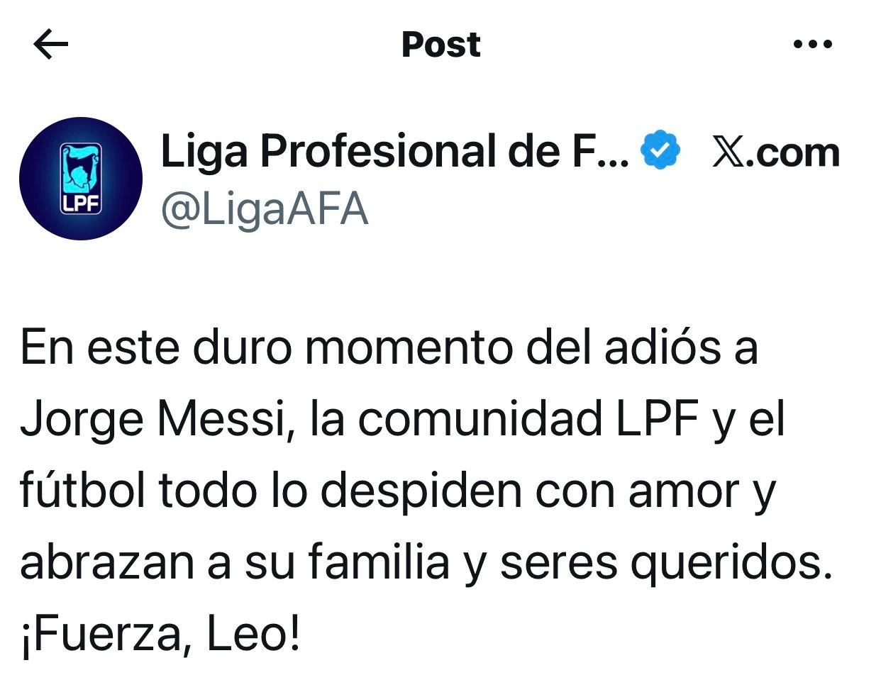 Desdedida a Jorge Messi