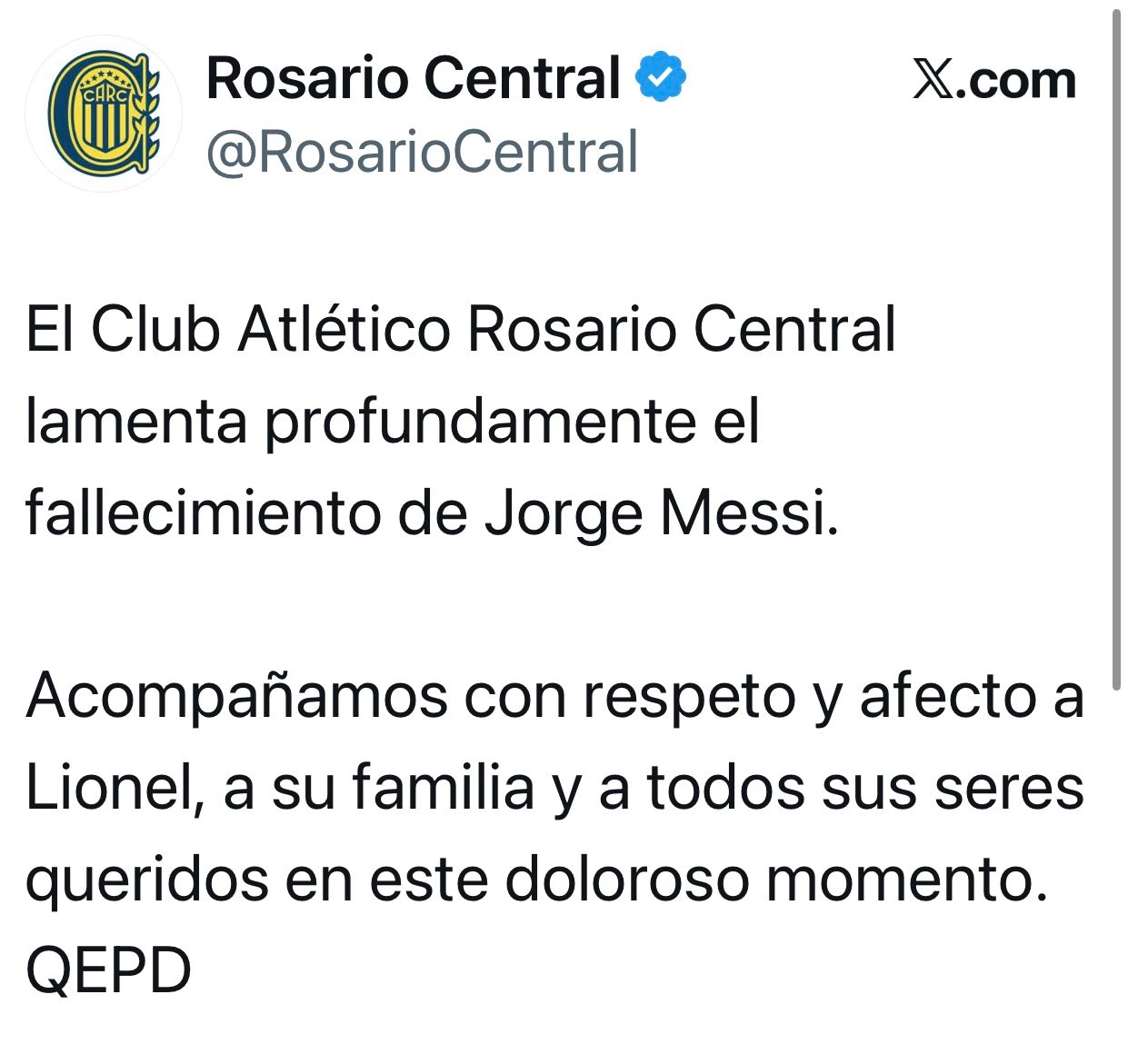 Despedida a Jorge Messi de Rosario Central