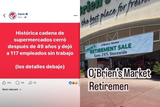 Clarín publicó una noticia del cierre de una cadena de supermercados sin mencionar que es de EEUU