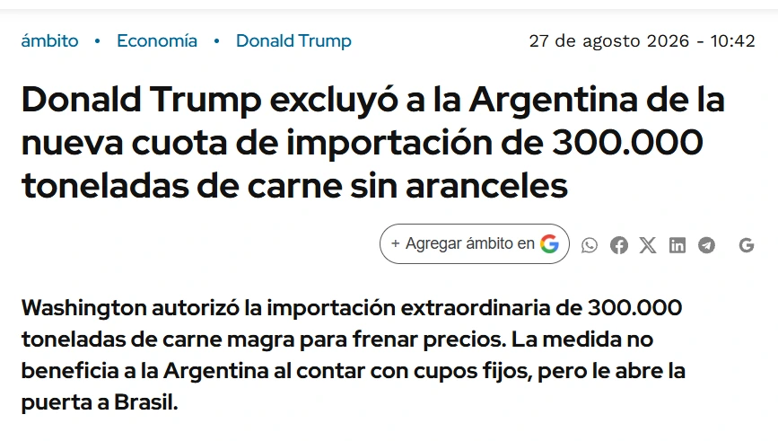 Headline of Ámbito Financiero