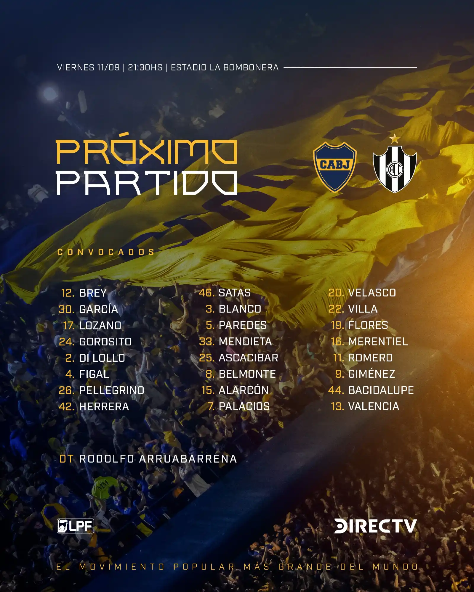 The call-ups from Vasco to face Central Córdoba