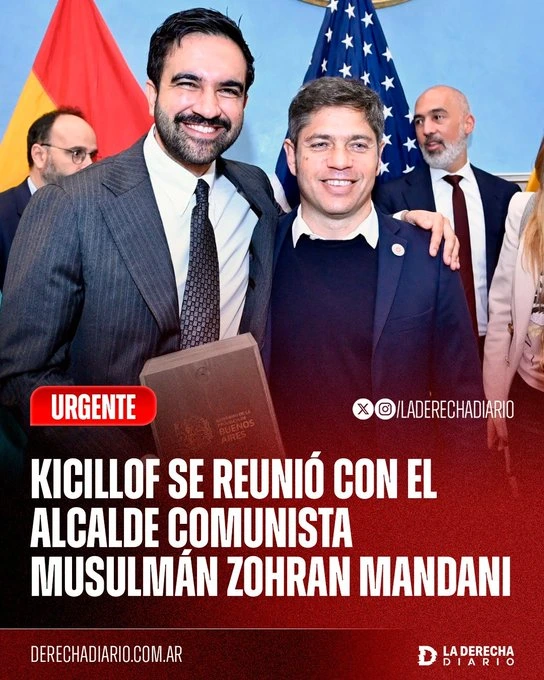 Axel Kicillof se reunió con el musulmán Zohran Mamdani y el ultraizquierdista Pedro Sánchez Axel Kicillof y Zohran Mamdani