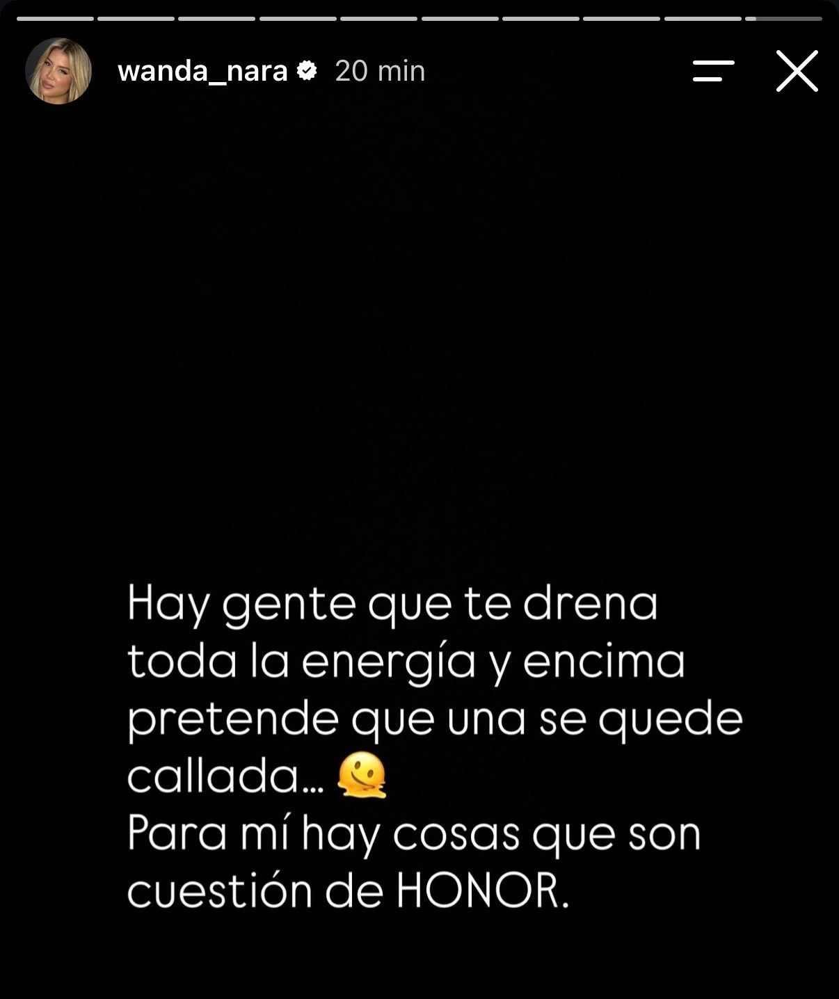 Wanda Nara's message on Instagram