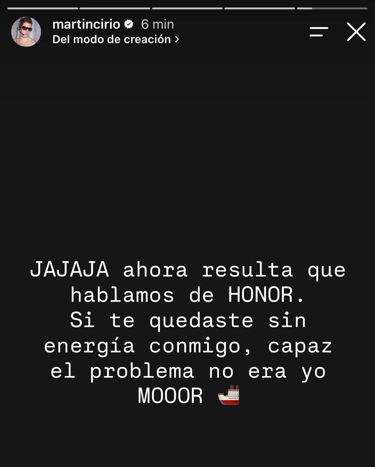 Martín Cirio's response to Wanda Nara