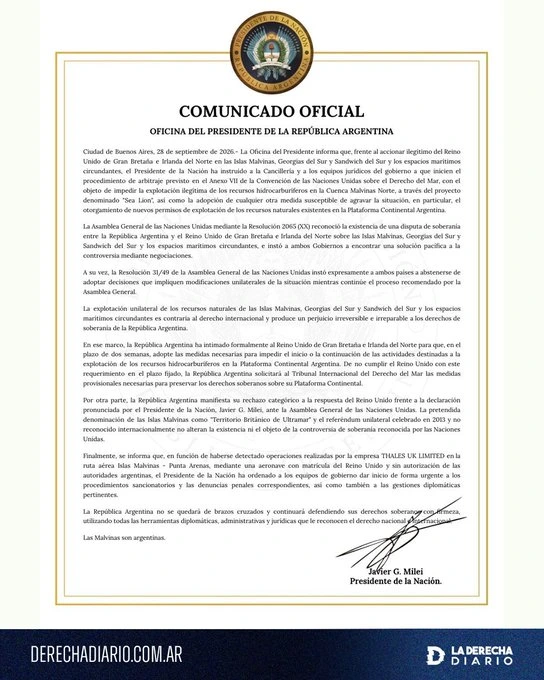 Official statement from the president