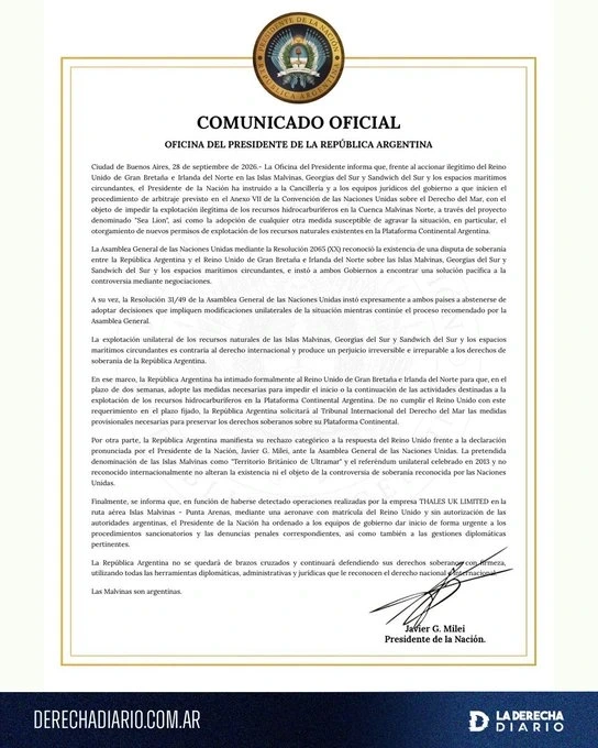 Official statement from the president