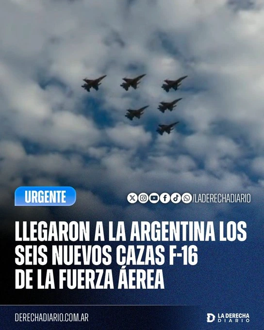 La nueva tanda de seis aviones de combate F-16 de la Fuerza Aérea llegó a la Argentina