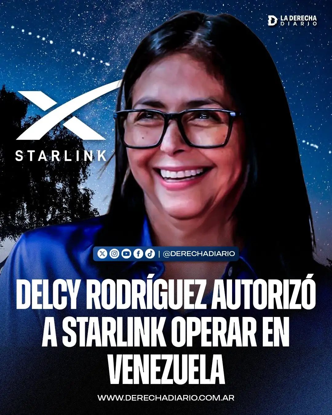 Delcy Rodriguez autorizó Satarlink en Venezuela.