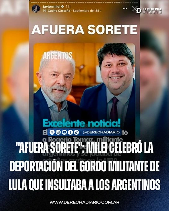 “Tu país es una mierda, facha de mierda. Y aún así voy a volver a vivir en Mendoza, nazi tropical”, había escrito en X el deportado.