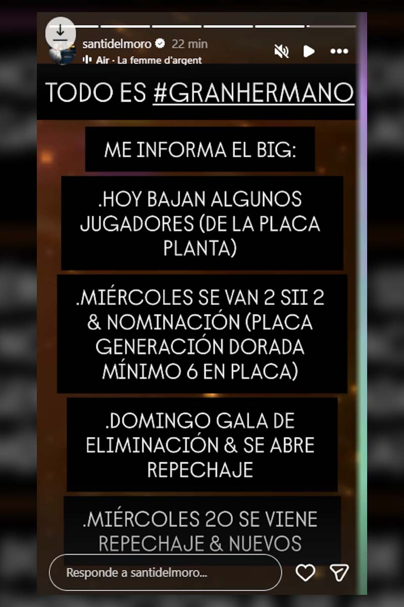 What changes did Santiago del Moro announce for Big Brother?