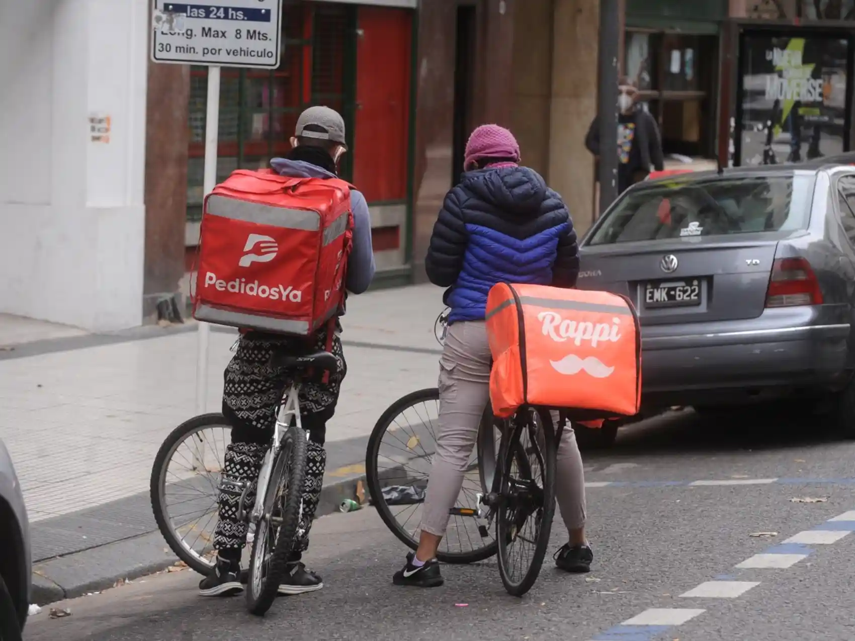 Repartidores de apps de delivery.