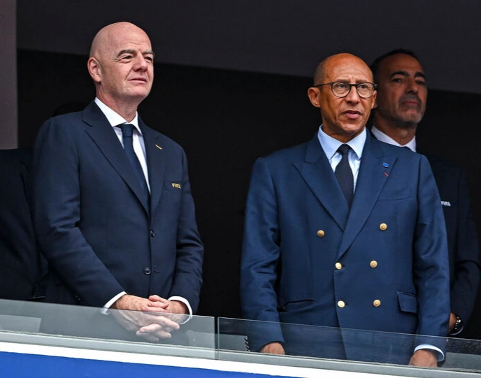 Gianni Infantino alongside Philippe Diallo, president of the FFF, at the 2026 World Cup
