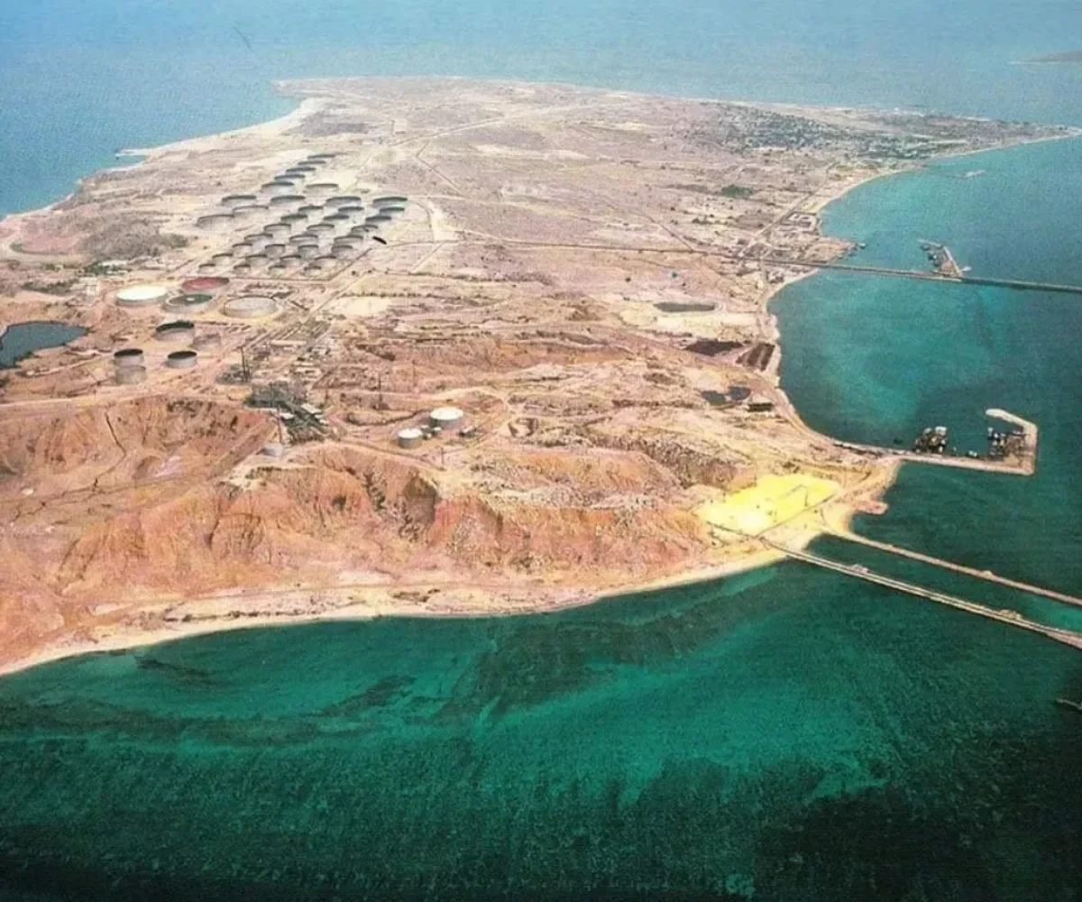 Aerial view of the strategic Kharg Island