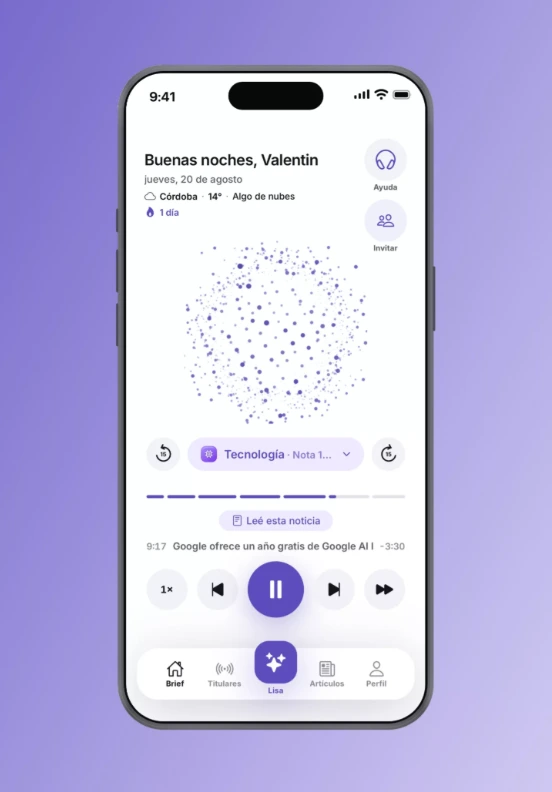 Lisa, la app cordobesa que te cuenta las noticias en 9 minutos de audio