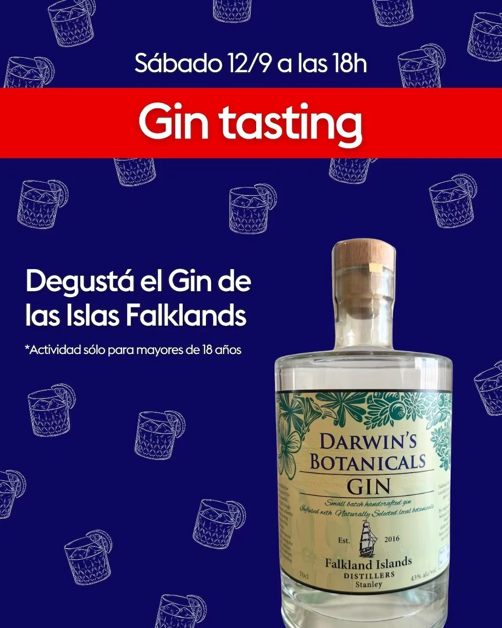 Gin de las "Islas Falklands" promocionado en la Expo