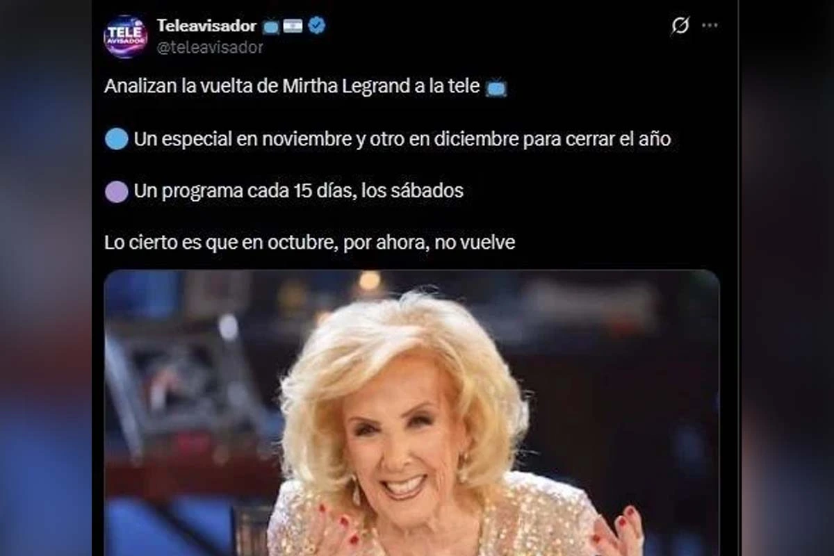 Cuándo volvería Mirtha Legrand a El Trece