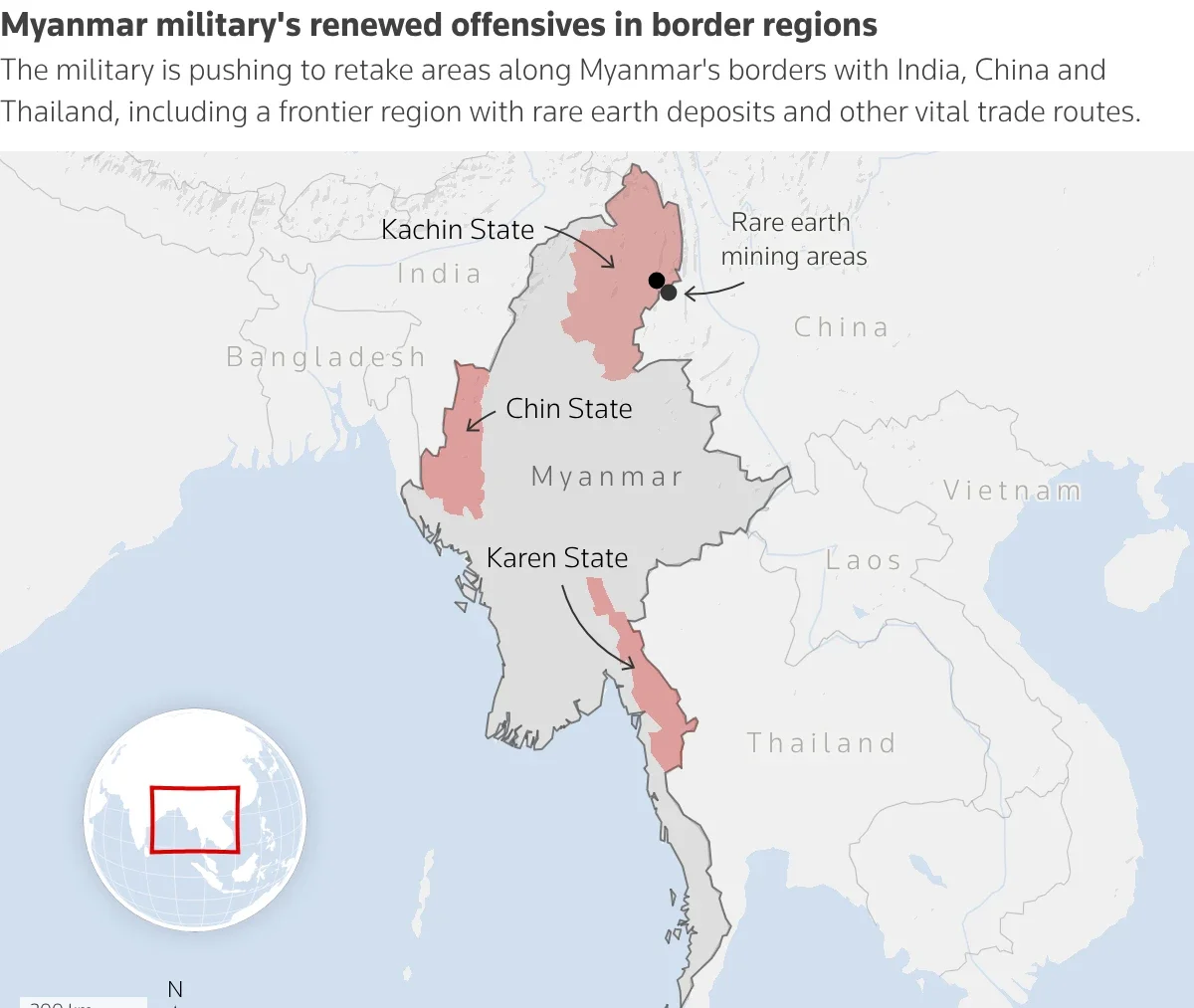 The Kachin region is home to one of the largest strategic mineral corridors in the Asian country.