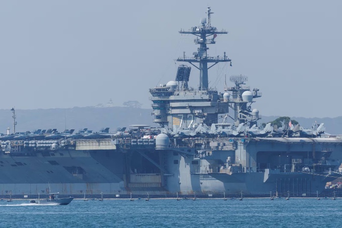 There are two American aircraft carriers operating in the Middle East