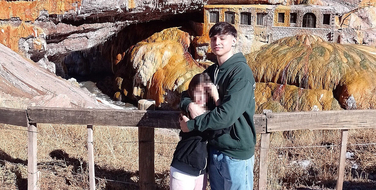 Agustin Rivero with his younger sister.