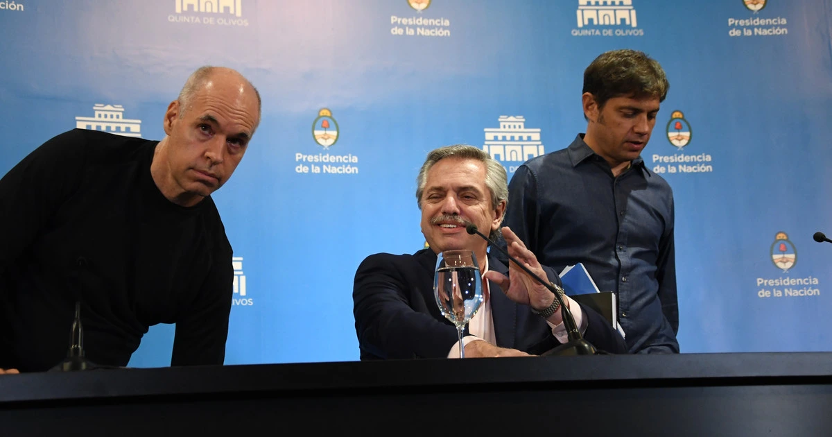 Alberto Fernández, Horacio Rodriguez Larreta y Axel Kicillof: los referentes de la pandemia.
