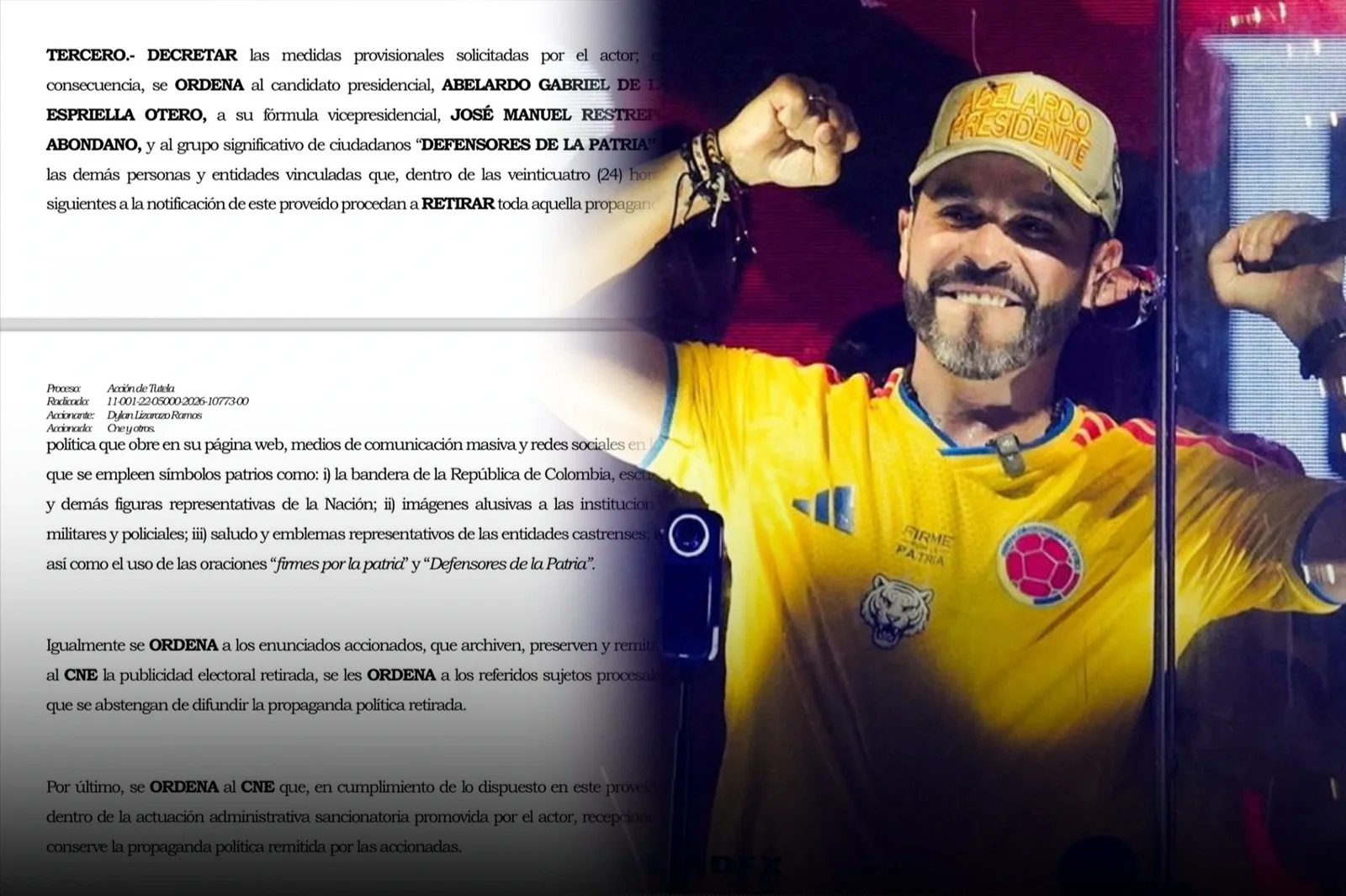 Jueces zurdos le prohibieron a Abelardo usar la bandera de Colombia y usar la expresión "Firmes por la Patria"