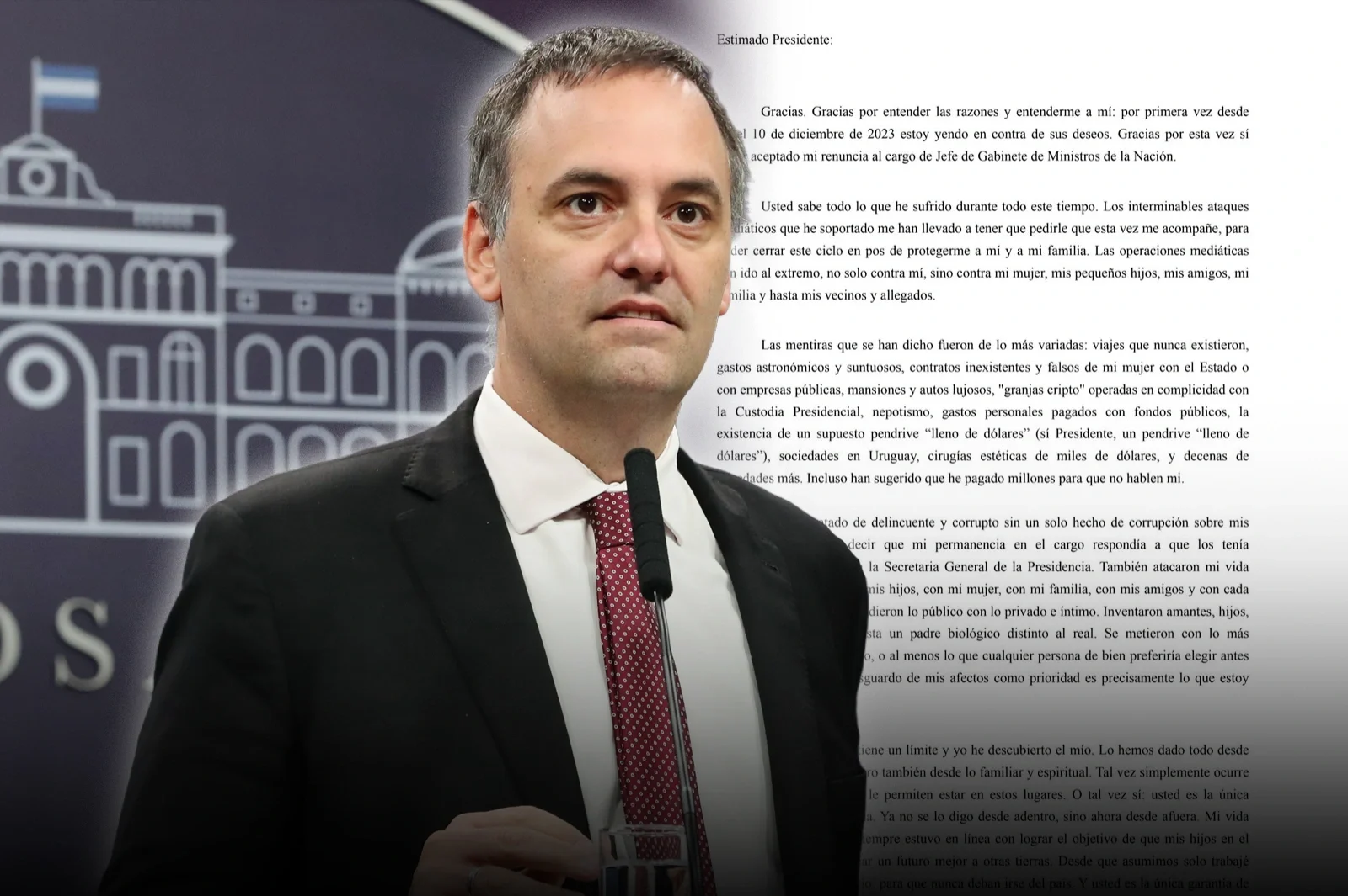 Manuel Adorni comunicó su renuncia como jefe de Gabinete de Ministros