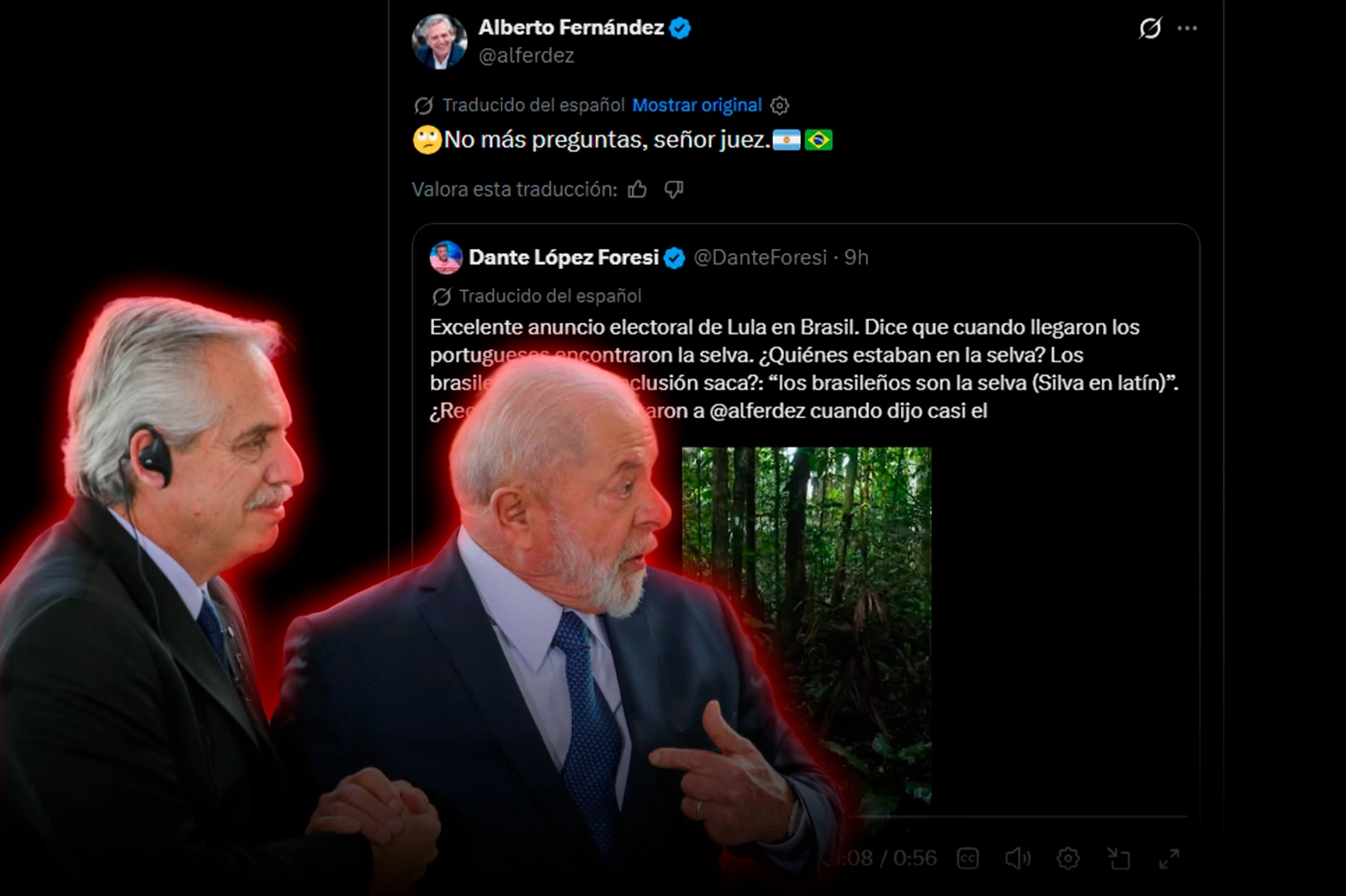 Alberto Fernández compartió un video para reafirmar que "los brasileros salieron de la selva"
