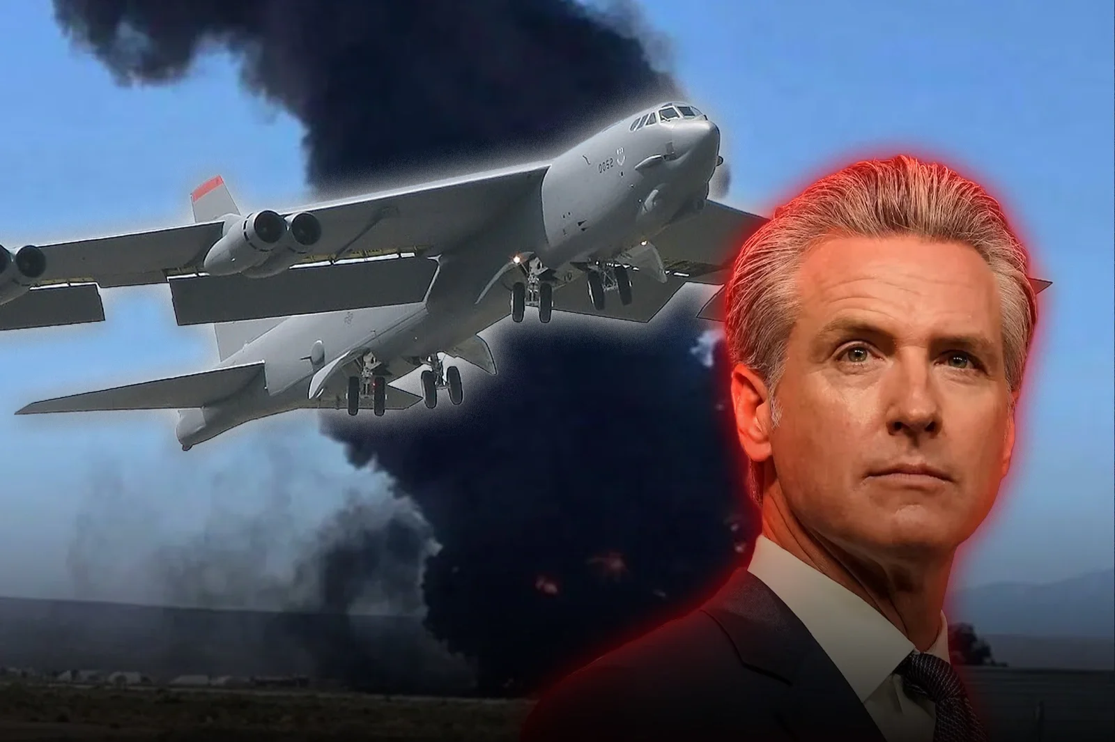 A B-52 bomber crashed after taking off in California, causing a large explosion