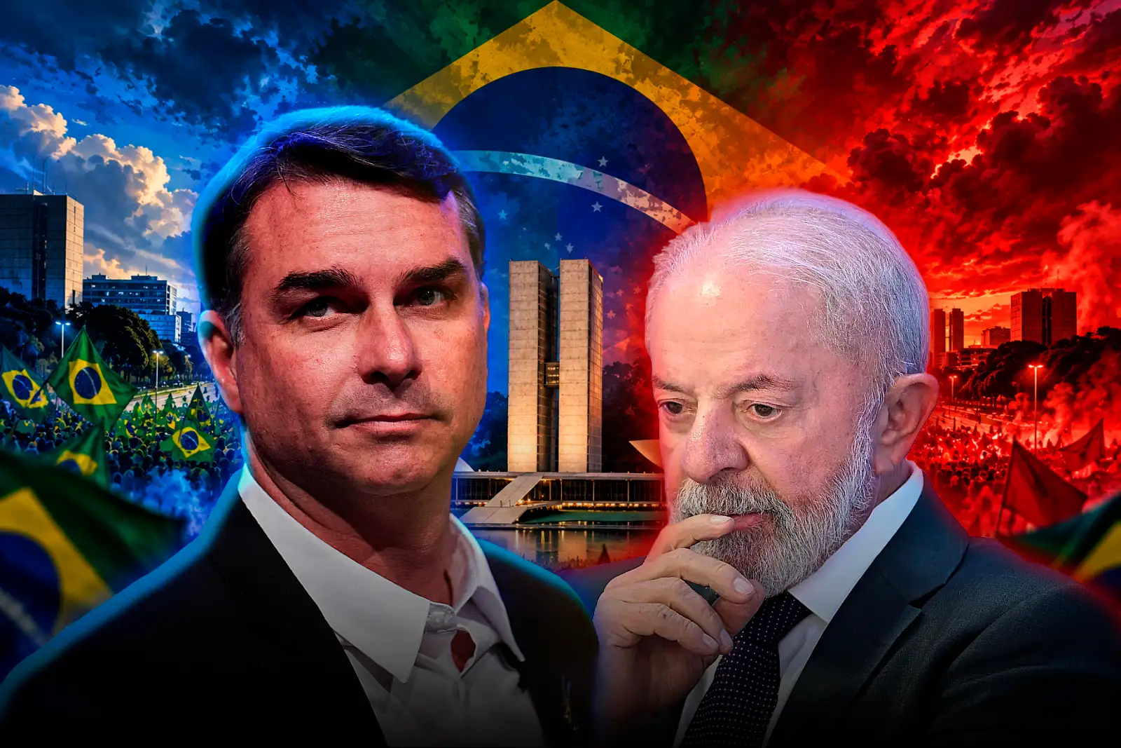 Flavio Bolsonaro y Lula da Silva