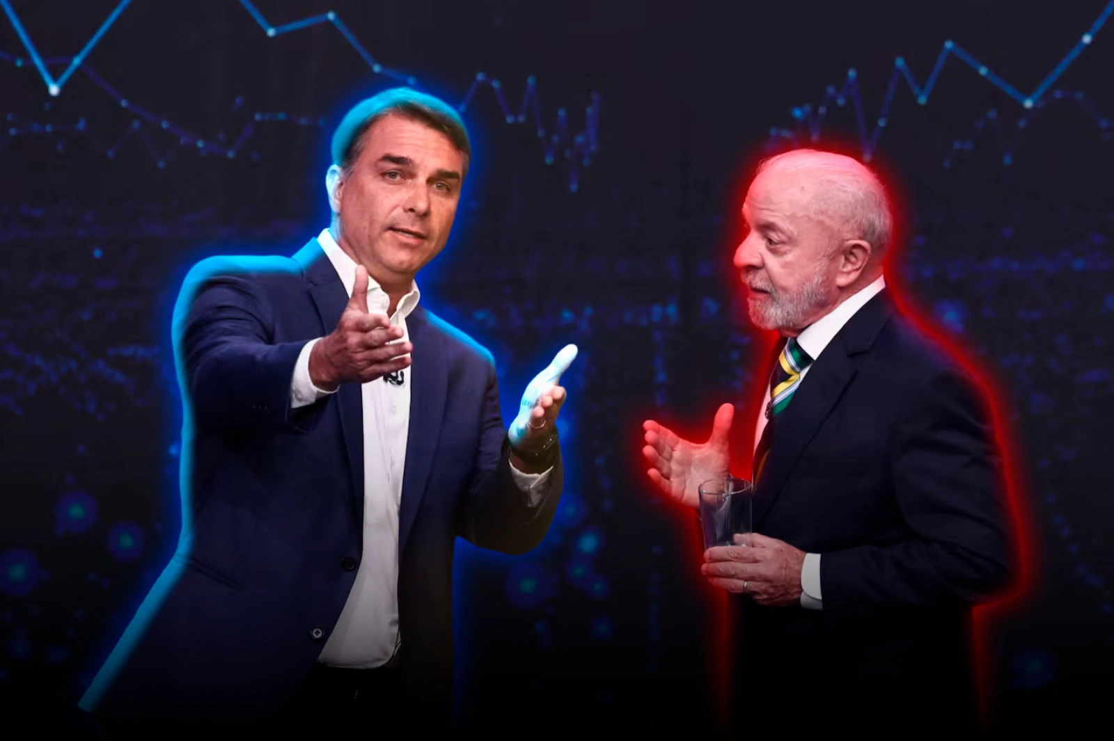 Flavio bolsonaro en pleno debate: "Lula, tus políticas no sirven si das con una mano y quitás con los nueve dedos"
