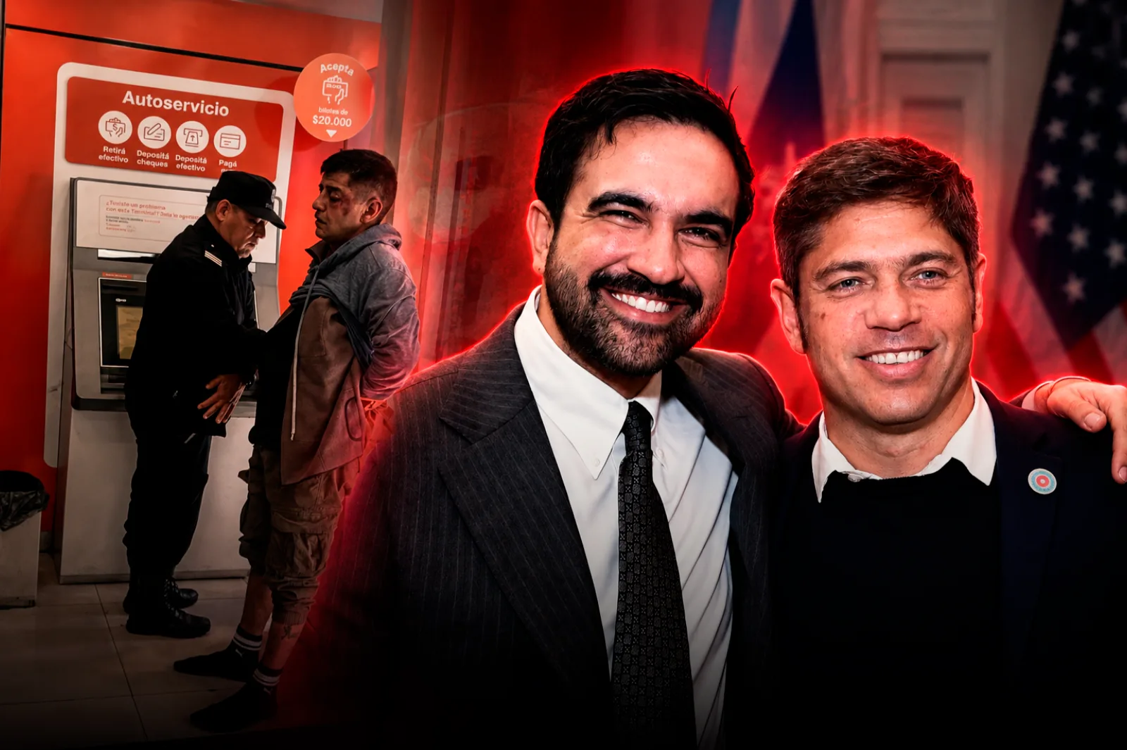 Attempted robbery and shooting at a bank in La Matanza while Axel Kicillof is traveling in the US