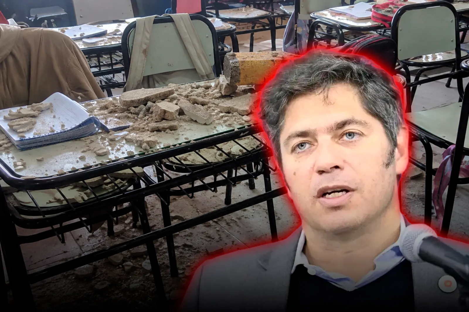 Gestión Kicillof: Se cayó el techo de un aula en una escuela pública bonaerense
