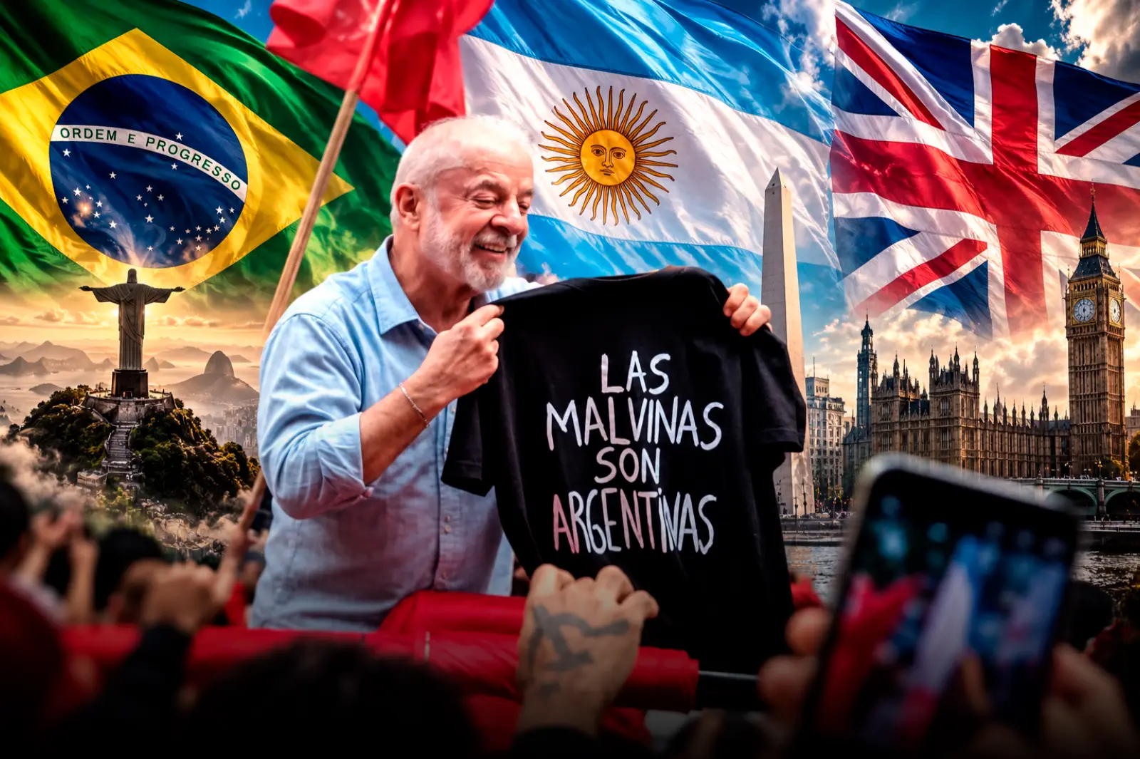 Lula da Silva posó con una remera de “Las Malvinas son argentinas” después de firmar pactos militares con Reino Unido