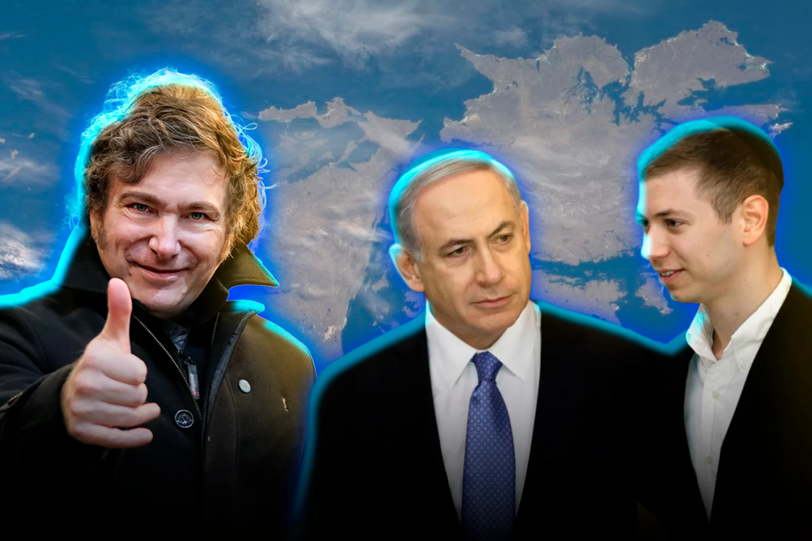 Javier Milei, Benjamin Netanyahu y Yair Netanyahu.