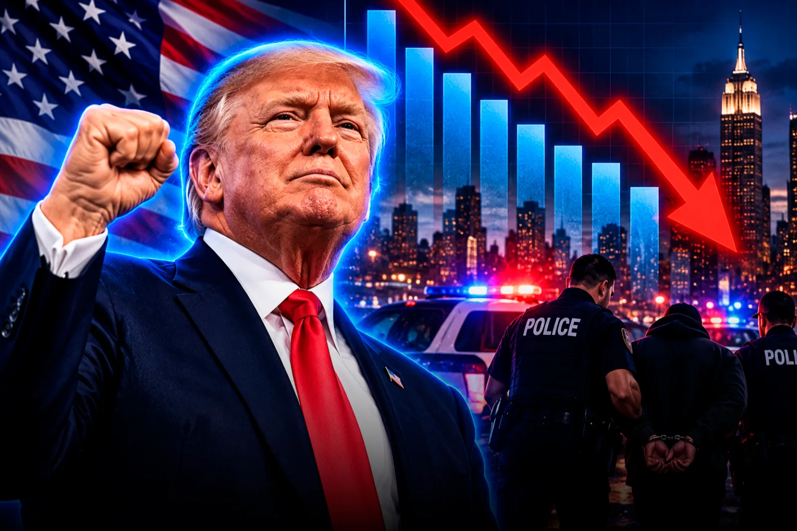Estados Unidos registró la mayor baja de delitos violentos de su historia en el primer año de mandato de Trump