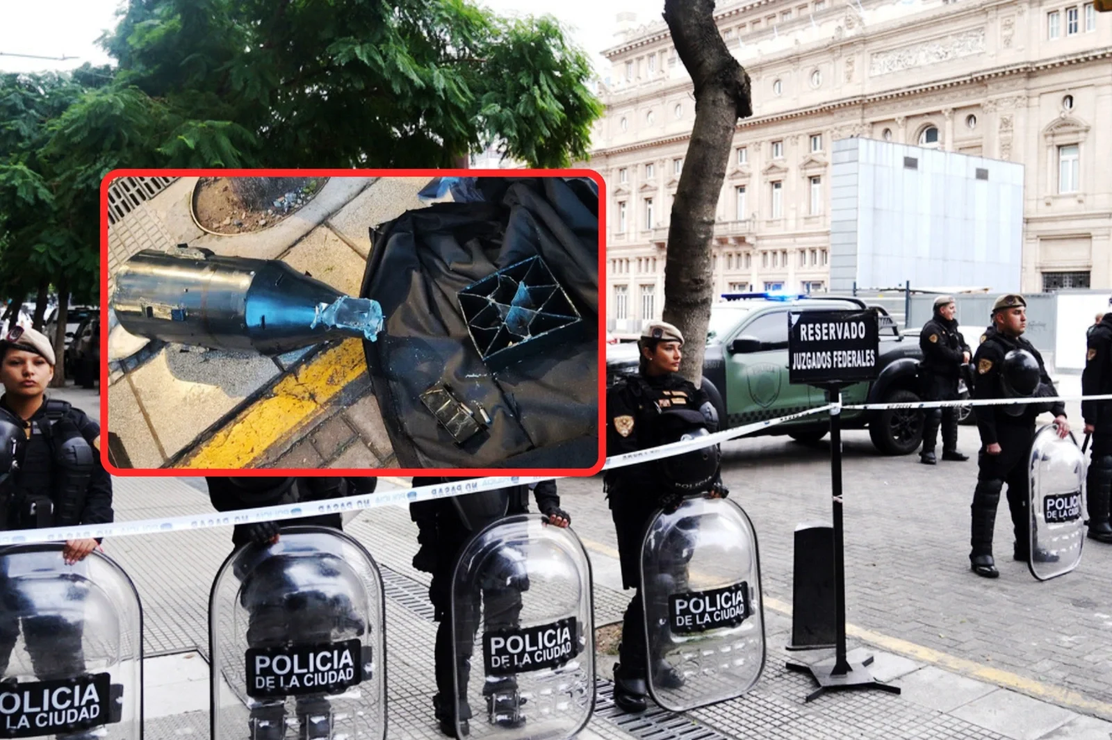 Tiraron una réplica de una bomba en Tribunales con una nota escrita en árabe